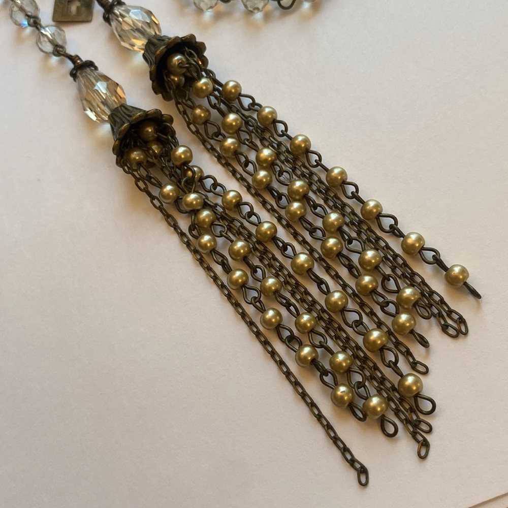 Czech glass + Swarovski Crystal cincture w/ traditional beaded tassels - Picture 4 of 16